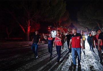 Ekipler Doğanbey'de yerleşim yerlerindeki yangını kontrol altına aldı