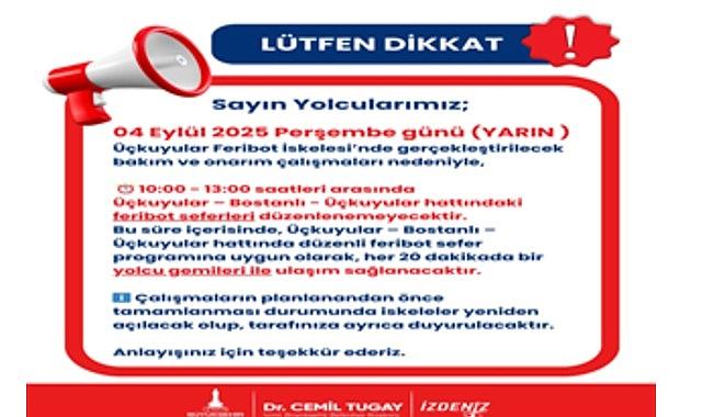 Perşembe günü feribot seferlerine üç saatlik ara Perşembe günü feribot seferlerine üç saatlik ara