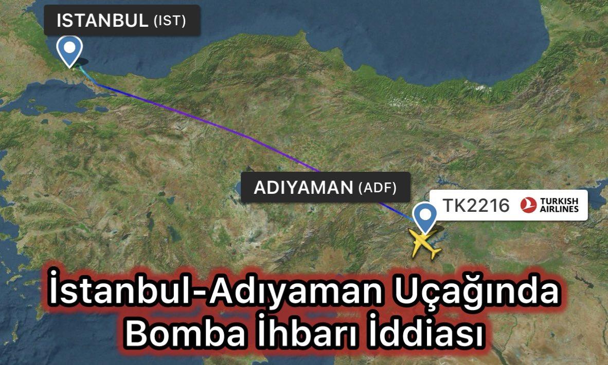 İstanbul-Adıyaman seferinde bomba ihbarı İstanbul-Adıyaman seferinde bomba ihbarı