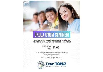 Milas Belediyesi Tarafından 'Okula Uyum Semineri' Gerçekleştirilecek
