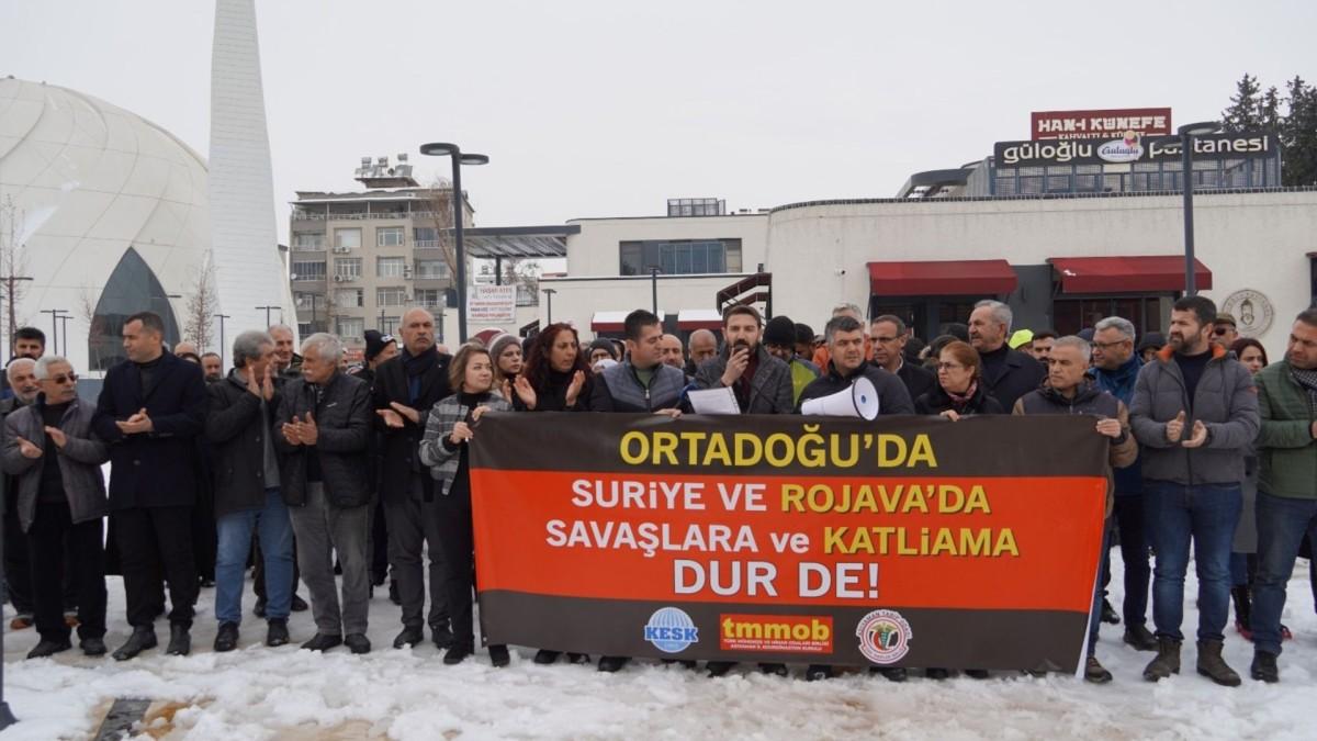 Adıyaman’da KESK, TMMOB ve TTB’den Rojava çağrısı: ‘Savaşlara ve katliamlara dur denilmeli’ - Videolu Haber