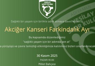 Adıyaman’da 'Akciğer kanseri farkındalığı' için doğa yürüyüşü düzenlenecek