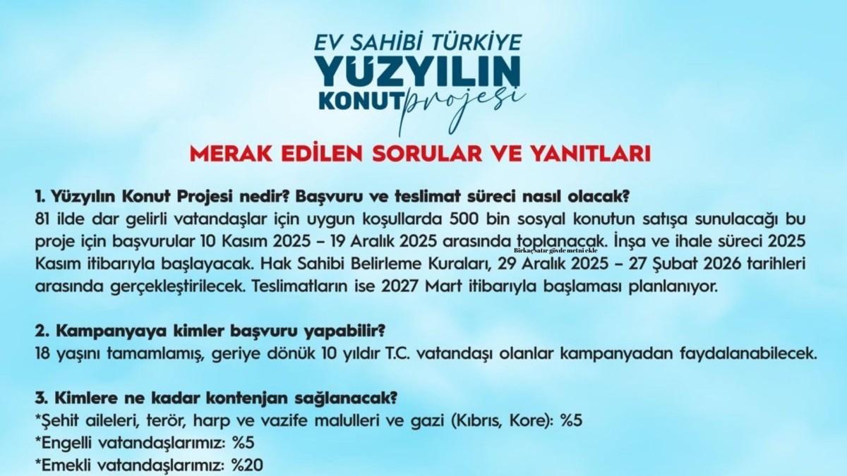Bakanlık’tan ‘Yüzyılın Konut Projesi’nde merak edilen sorulara yanıtlar Bakanlık’tan ‘Yüzyılın Konut Projesi’nde merak edilen sorulara yanıtlar