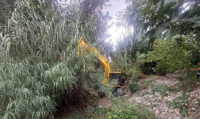 Kemer'de dere temizliği çalışmaları Kemer'de dere temizliği çalışmaları