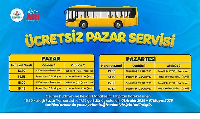 Nevşehir'de Ücretsiz Pazar Servisi Uygulamasında Güncelleme