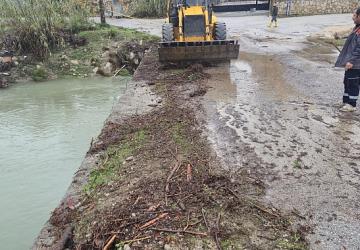 Kemer'de köprüleri tıkayan tomruklar temizlendi
