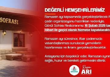 Gönül Sofrası Restoran İftar Çadırında Hizmet Verecek