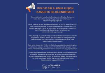 Adıyaman Belediyesi’nden itfaiye eri alımına ilişkin kamuoyu bilgilendirmesi