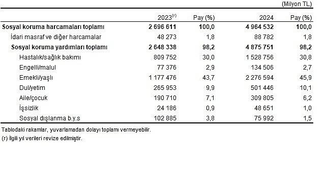 Sosyal Koruma İstatistikleri, 2024